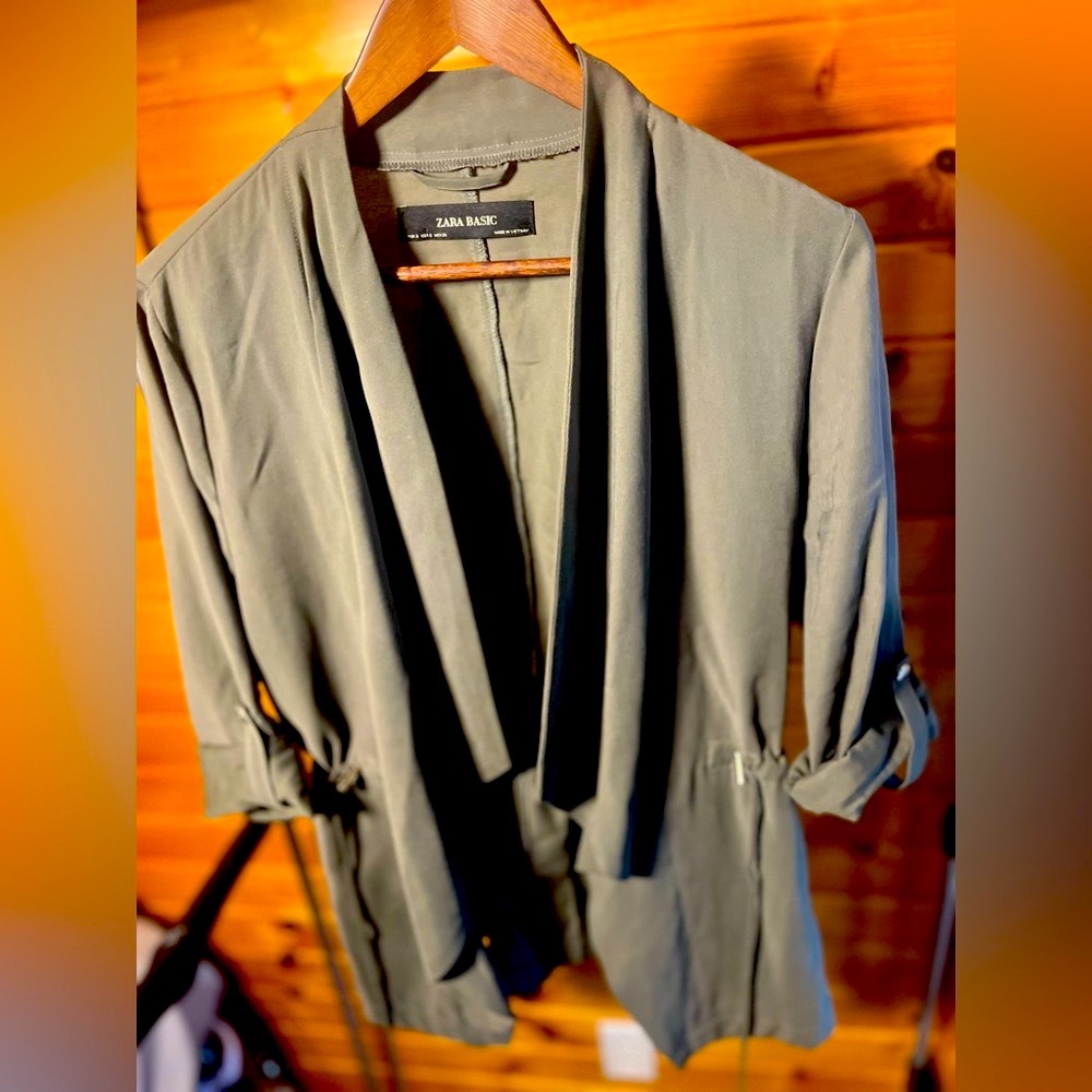 ZARA Basic Olive Green Drape Jacket